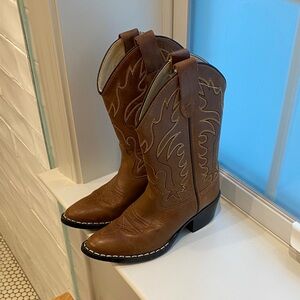 Brown Leather Cowboy Boots Kids 12.5